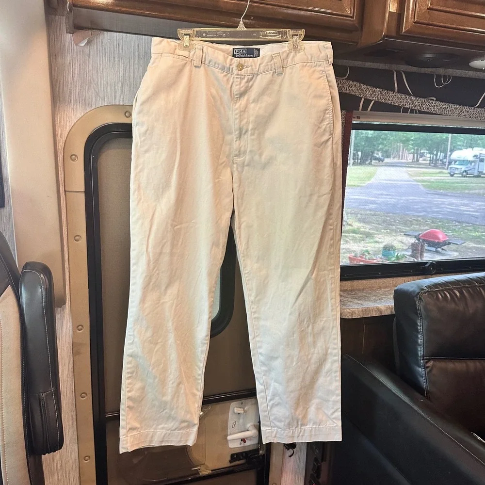 Vintage Polo Ralph Lauren Philip Pants 36x30 Khaki Tan Classic Chino Cotton Mens